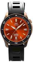 BRONZE TORSK-DIVER - CAMDEN ORANGE Watches Tsao Baltimore DOMED SAPPHIRE NATURAL RUBBER