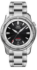 STEEL TORSK-DIVER - SUNRAY BLACK Watches Tsao Baltimore DOMED SOLID STEEL BRACELET