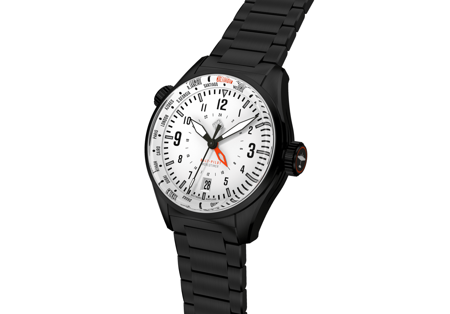 
                  
                    Balt-Pilot Worldtimer DLC Polar White Watches Tsao Baltimore 
                  
                