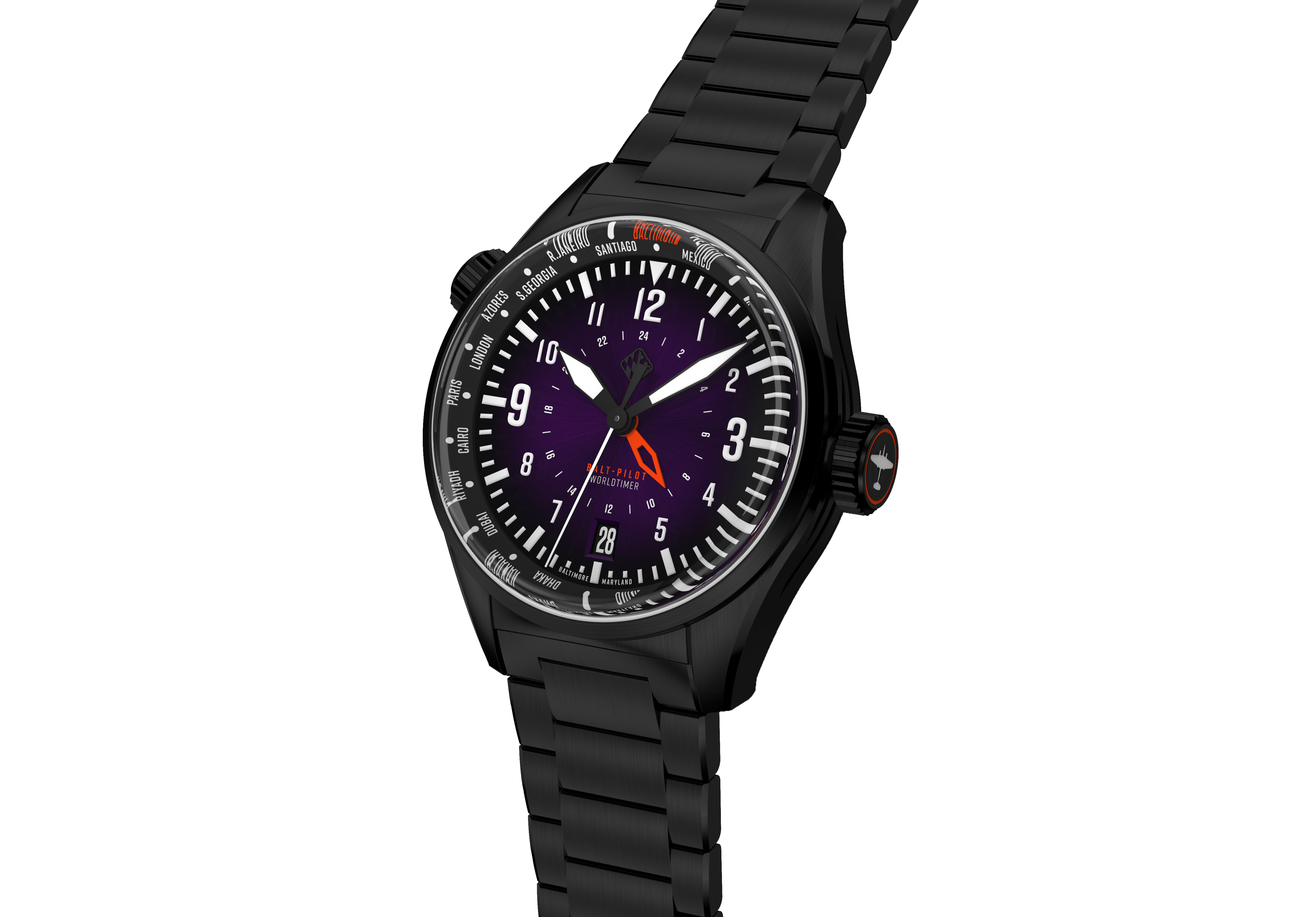 Balt-Pilot Worldtimer DLC Raven Watches Tsao Baltimore 