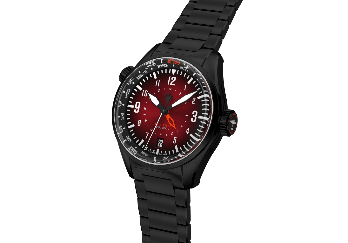 
                  
                    Balt-Pilot Worldtimer DLC Crimson Red Watches Tsao Baltimore 
                  
                