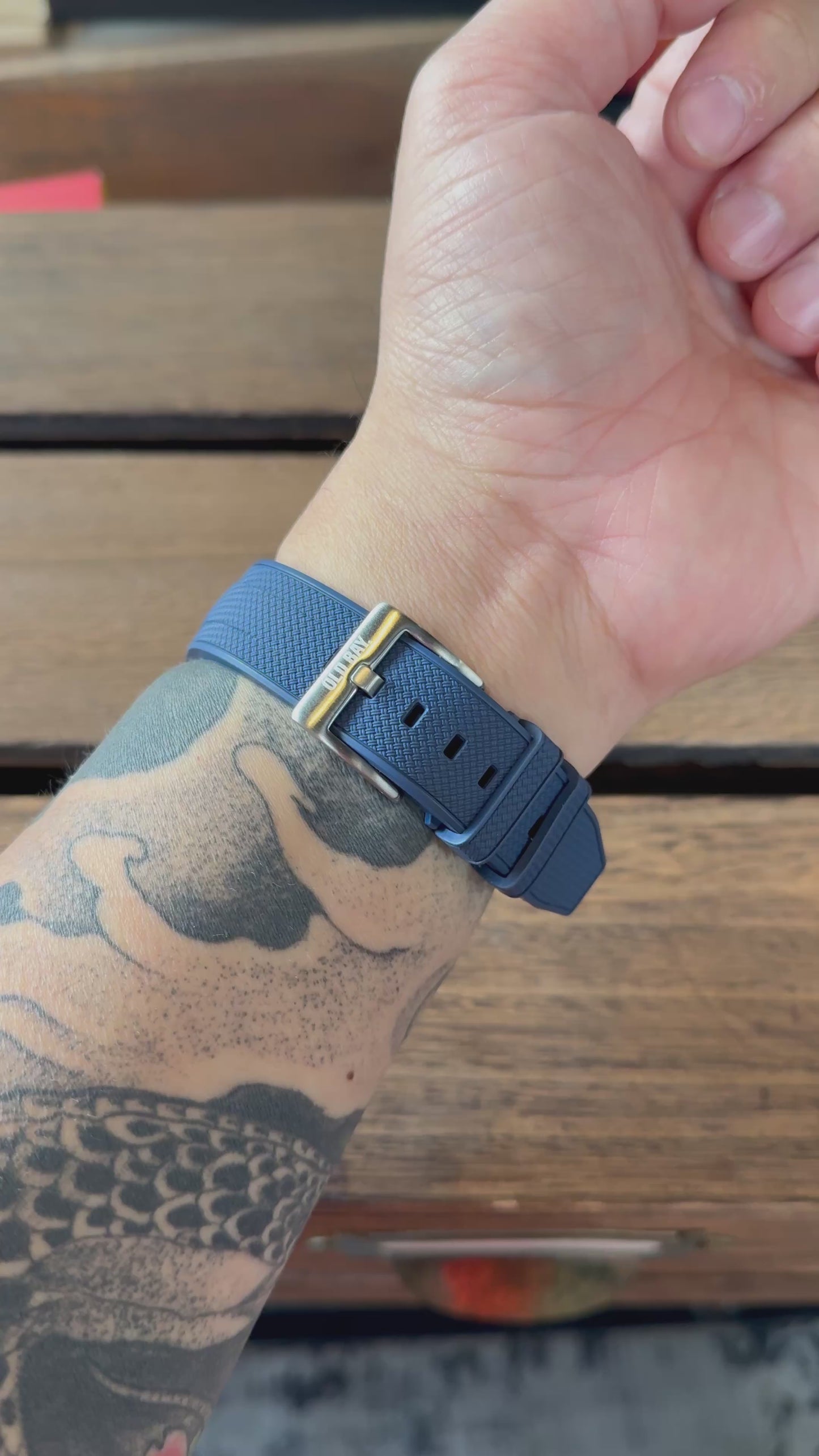 
                  
                    Load and play video in Gallery viewer, FKM Rubber Strap - OLD BAY Blue
                  
                