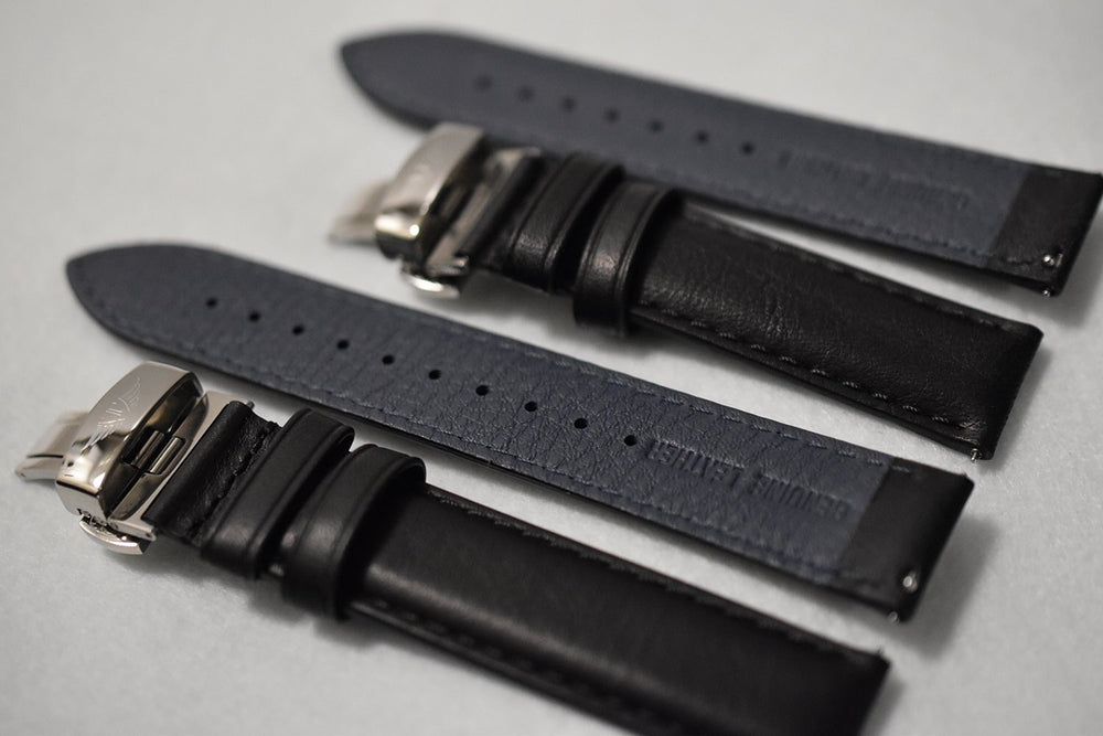 Black Aged Leather Watch Strap - Large Watch Straps Tsao Baltimore 