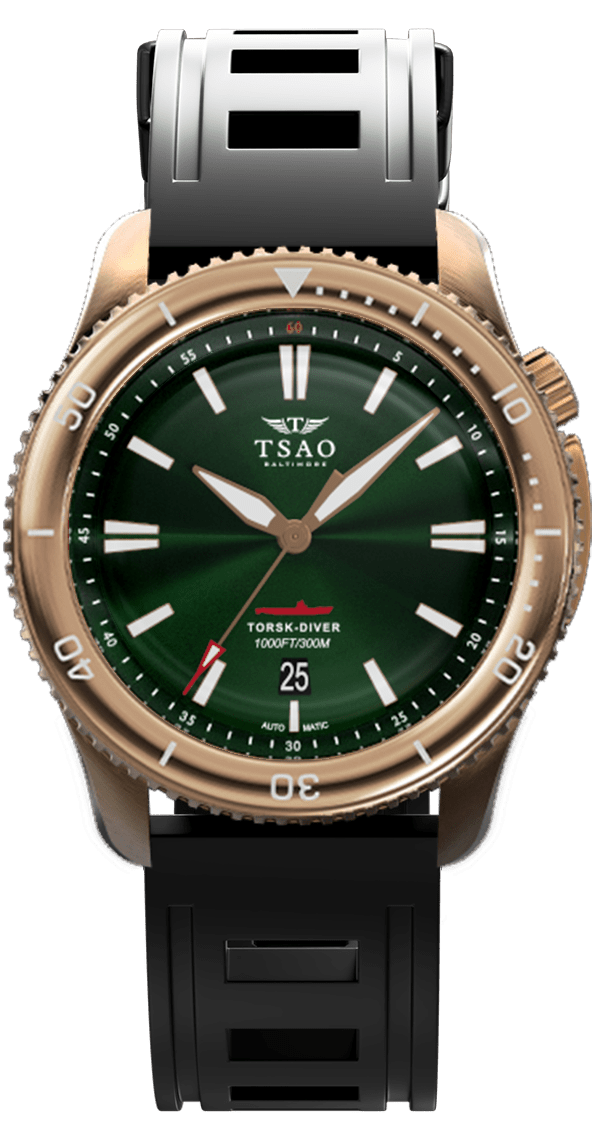
                  
                    BRONZE TORSK-DIVER - EMERALD GREEN Watches Tsao Baltimore DOMED SOLID NATURAL RUBBER 
                  
                