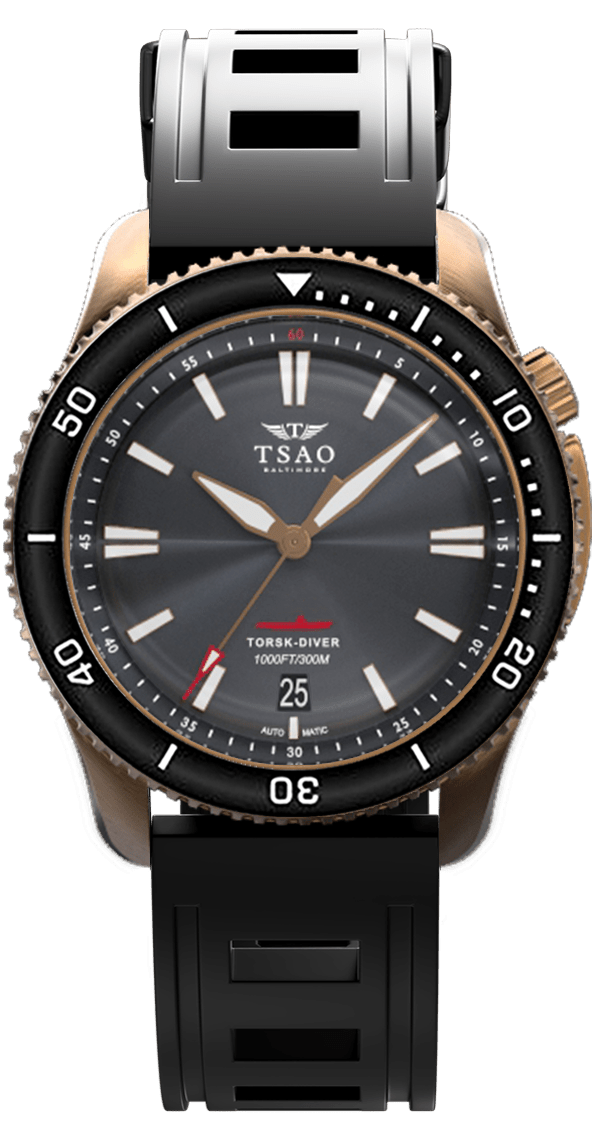 
                  
                    BRONZE TORSK-DIVER - HARBOR GREY Watches Tsao Baltimore DOMED SAPPHIRE NATURAL RUBBER 
                  
                