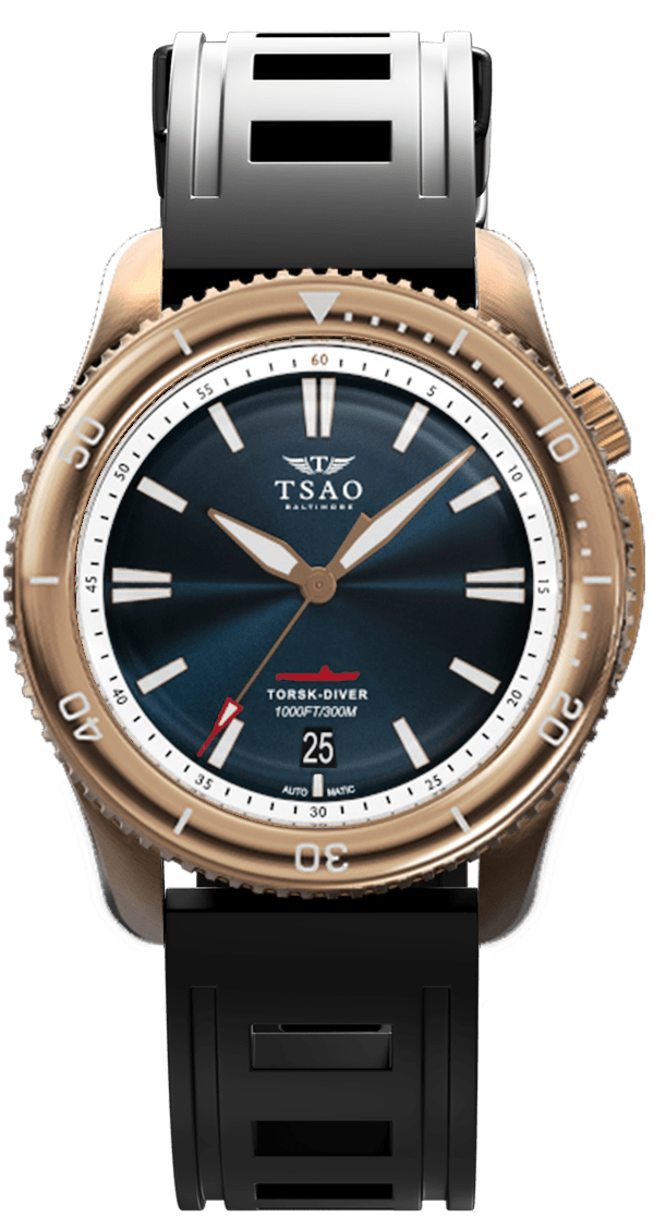 
                  
                    BRONZE TORSK-DIVER - MIDNIGHT BLUE Watches Tsao Baltimore DOMED SOLID NATURAL RUBBER 
                  
                