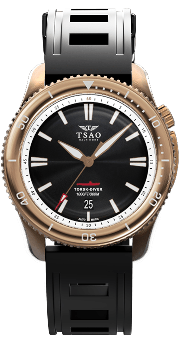 
                  
                    BRONZE TORSK-DIVER - SUNRAY BLACK Watches Tsao Baltimore DOMED SOLID NATURAL RUBBER 
                  
                