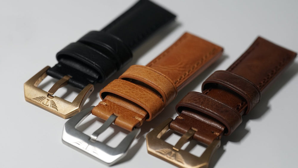 Vintage black leather watch strap sale