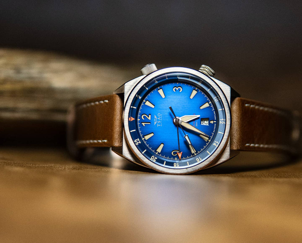 Bronze watch hot sale blue dial