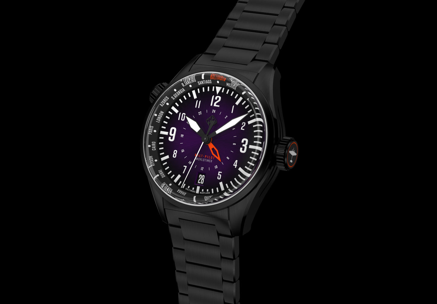 
                  
                    Balt-Pilot Worldtimer DLC Raven Watches Tsao Baltimore 
                  
                
