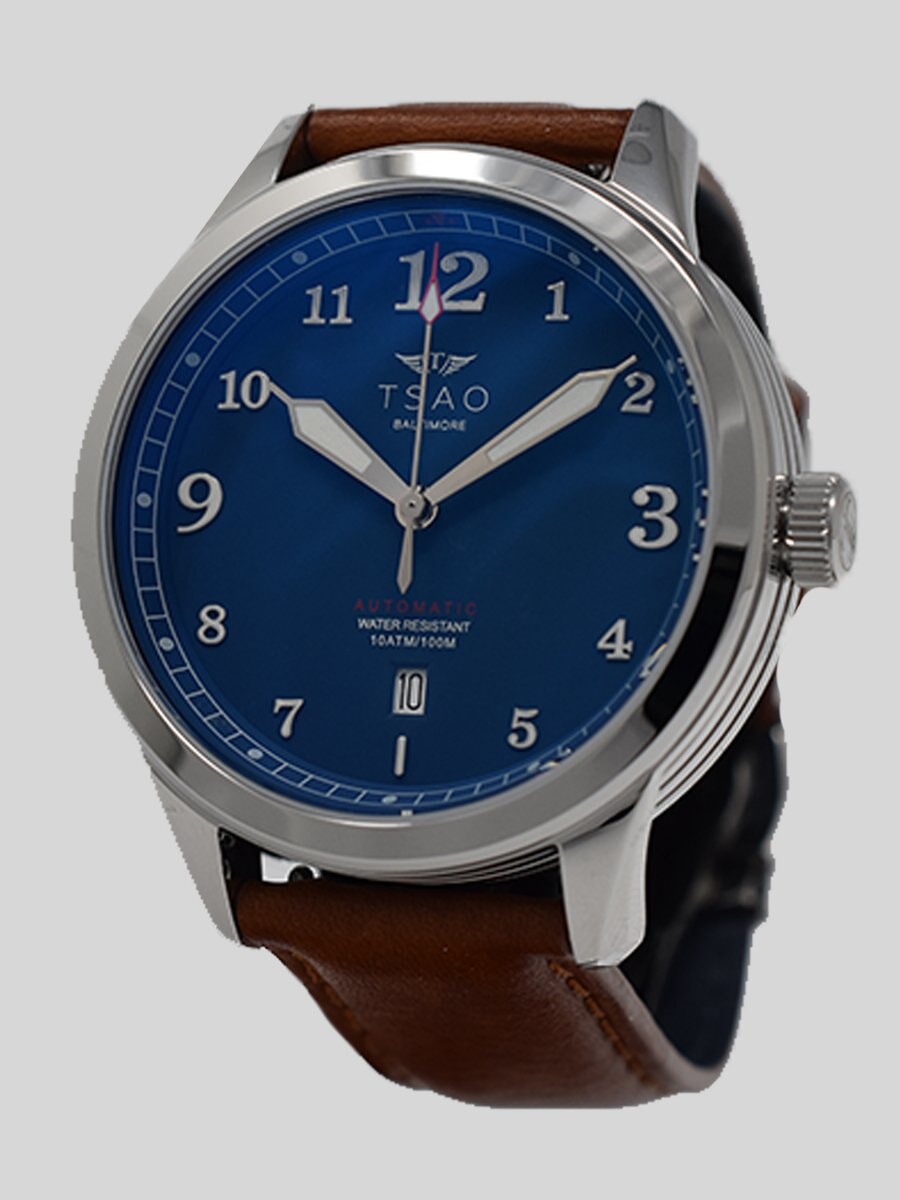 Limited Edition Silver Blue Watches Tsao Baltimore Saddle Brown Aged 