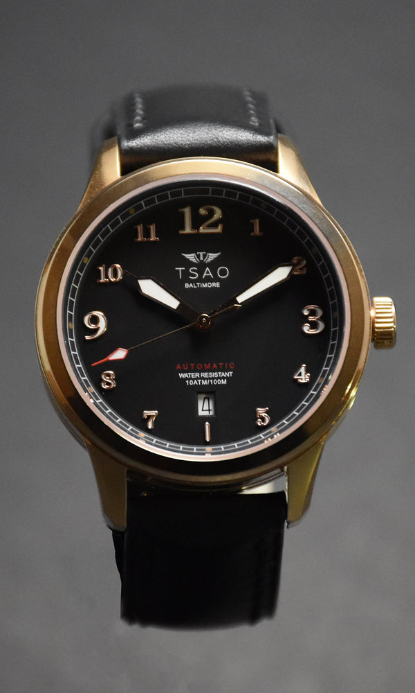 
                  
                    Limited Edition Rose Gold Black Watches Tsao Baltimore Black Aged Large Strap 
                  
                