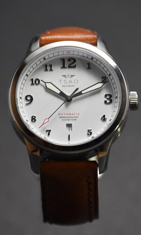 
                  
                    Limited Edition Silver White Watches Tsao Baltimore Saddle Brown Aged 
                  
                