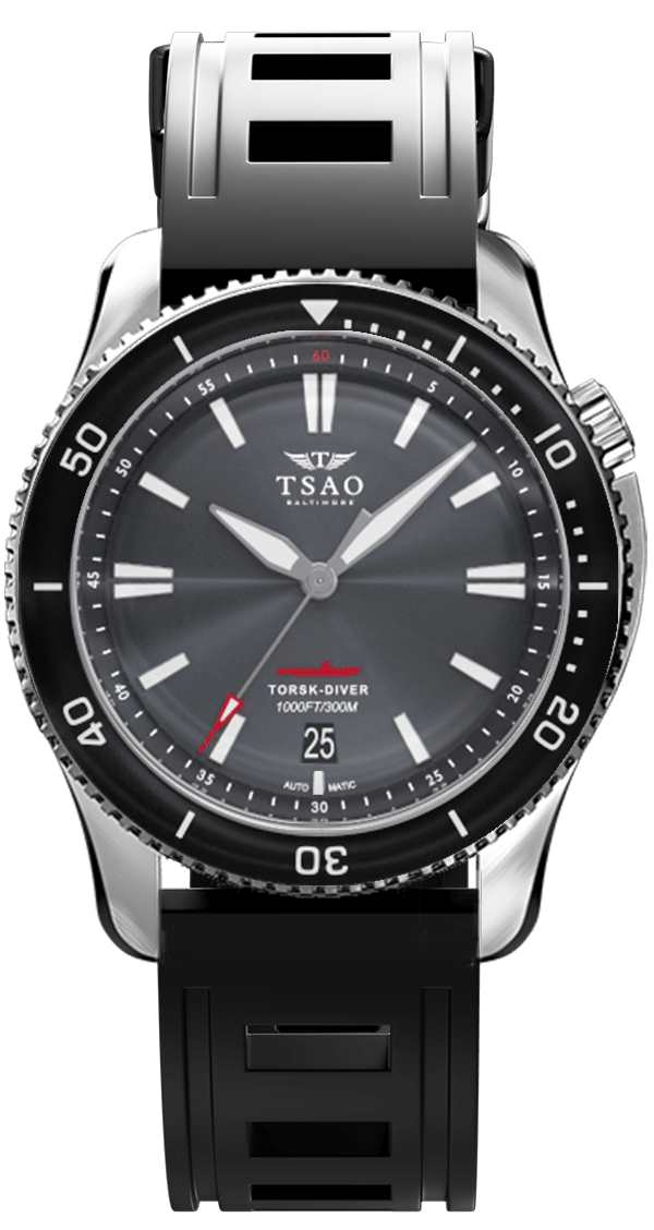 
                  
                    STEEL TORSK-DIVER - HARBOR GREY Watches Tsao Baltimore DOMED SAPPHIRE NATURAL RUBBER 
                  
                