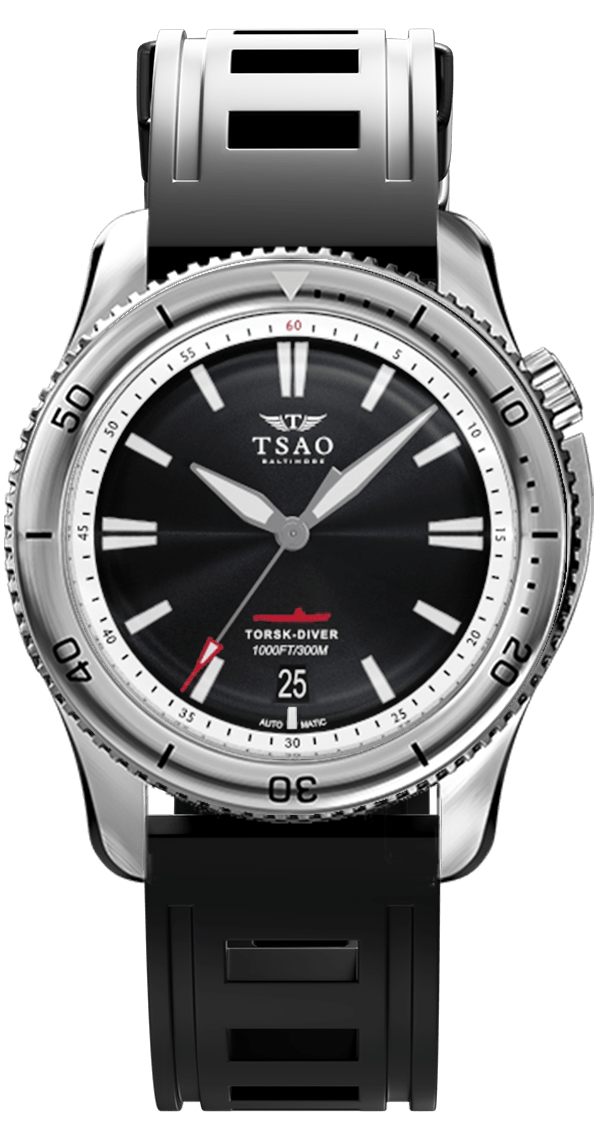 
                  
                    STEEL TORSK-DIVER - SUNRAY BLACK Watches Tsao Baltimore DOMED SOLID NATURAL RUBBER 
                  
                